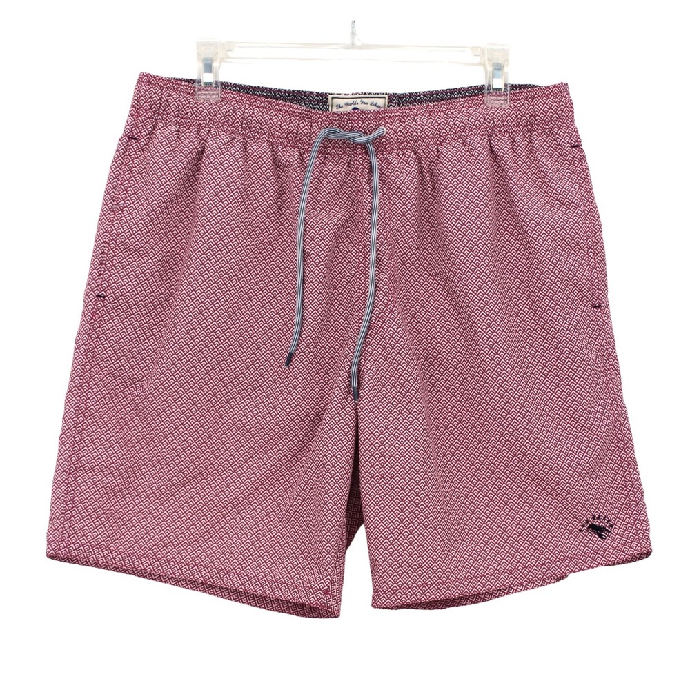 Ted Baker Mens Geometric Print Swim Trunks Burgundy‎ Pink Size 5 Lobster Logo